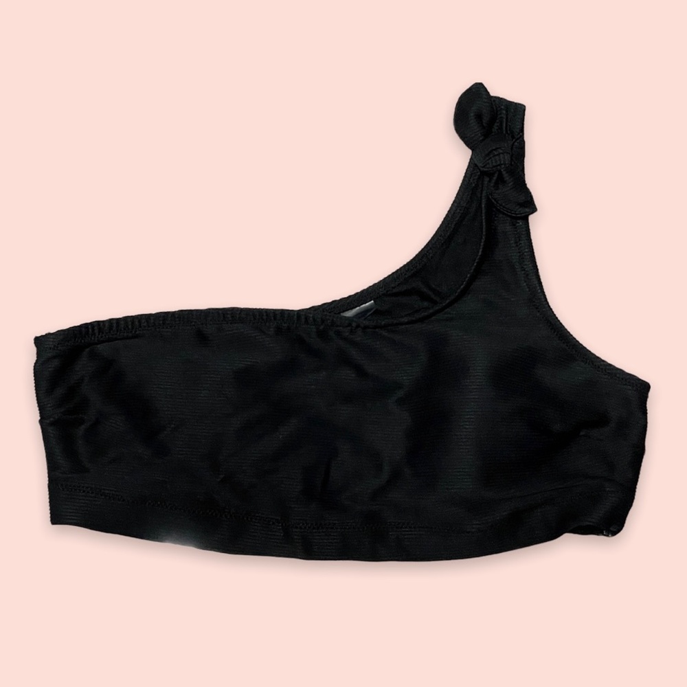 Old Navy Black One Shoulder Ribbed Bikini Swim Top for Women- Size: Large